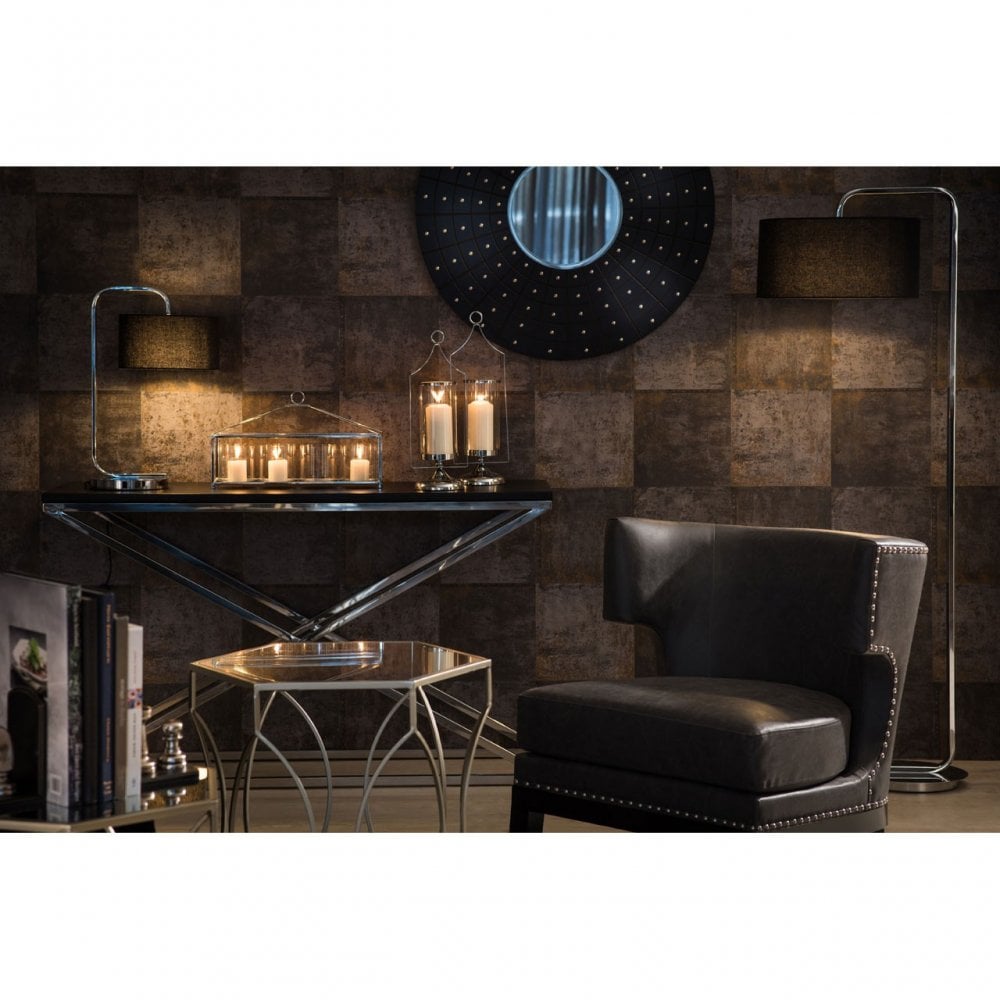 Tribute Console Table, Leather, Stainless Steel, Black