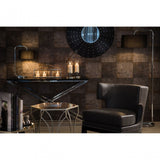 Tribute Console Table, Leather, Stainless Steel, Black