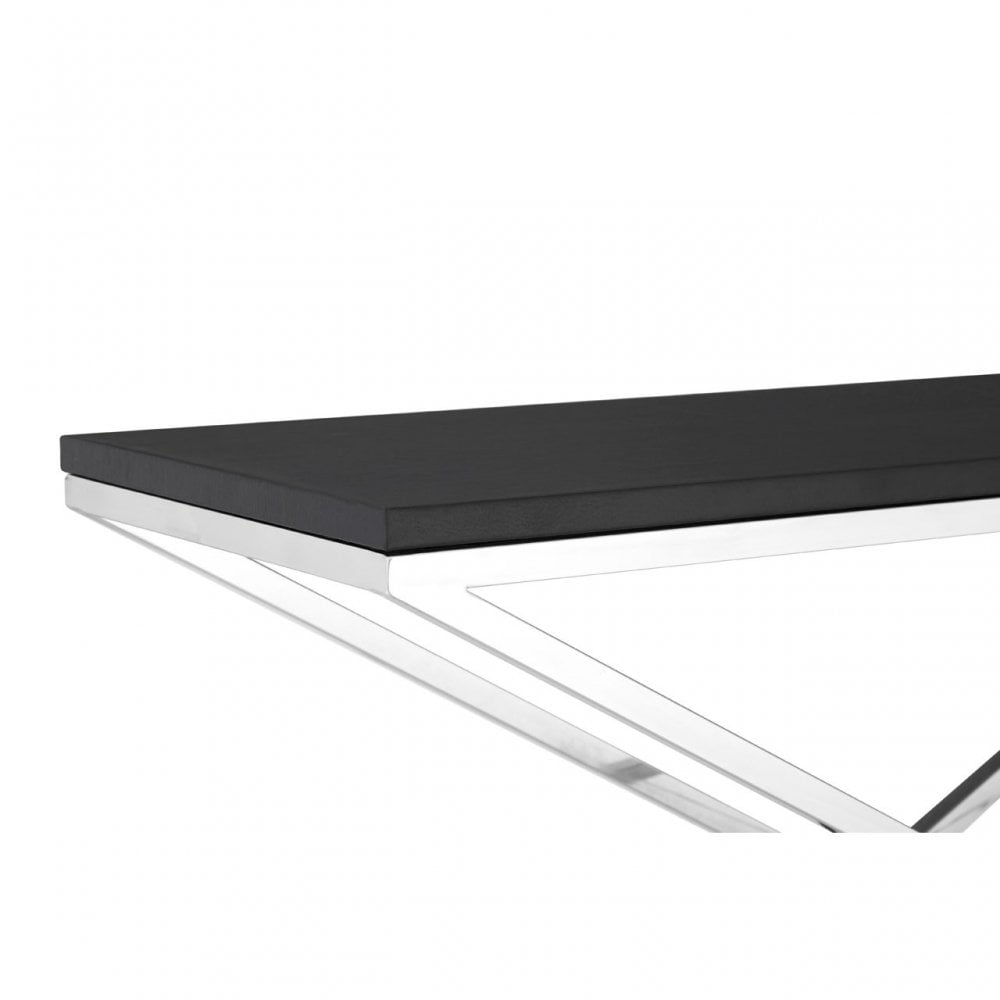 Tribute Console Table, Leather, Stainless Steel, Black
