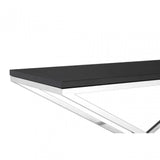 Tribute Console Table, Leather, Stainless Steel, Black