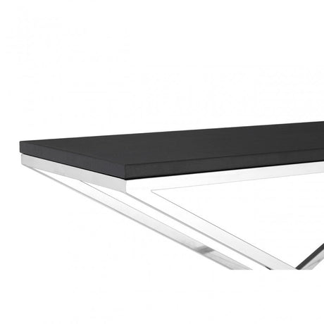 Tribute Console Table, Leather, Stainless Steel, Black