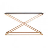 Criss Cross Console Table, Stainless Steel, Glass