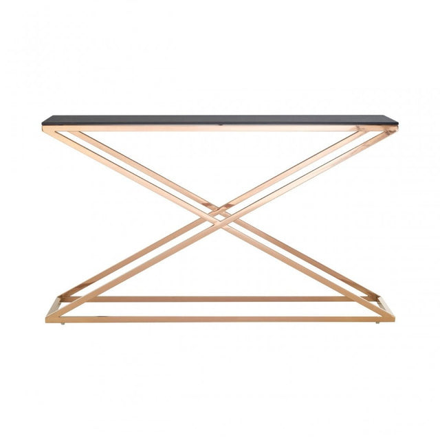 Criss Cross Console Table, Stainless Steel, Glass