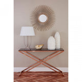 Criss Cross Console Table, Stainless Steel, Glass