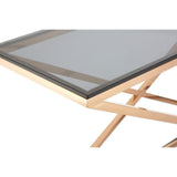 Criss Cross Console Table, Stainless Steel, Glass