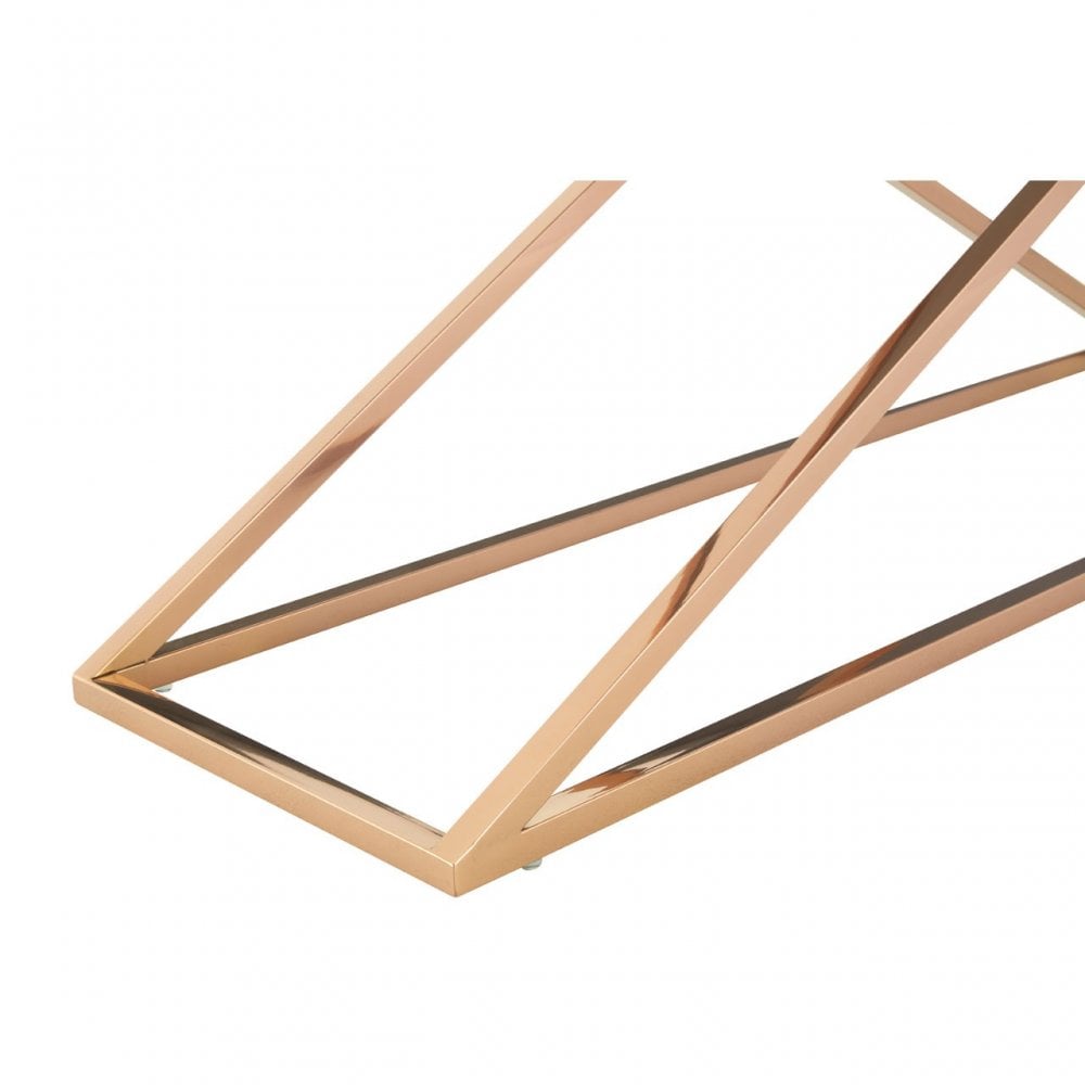 Criss Cross Console Table, Stainless Steel, Glass