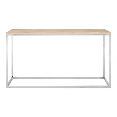 Townhouse Console Table, Oak Wood, Stainless Steel, Natural