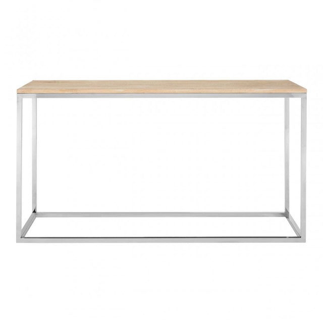 Townhouse Console Table, Oak Wood, Stainless Steel, Natural
