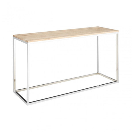 Townhouse Console Table, Oak Wood, Stainless Steel, Natural