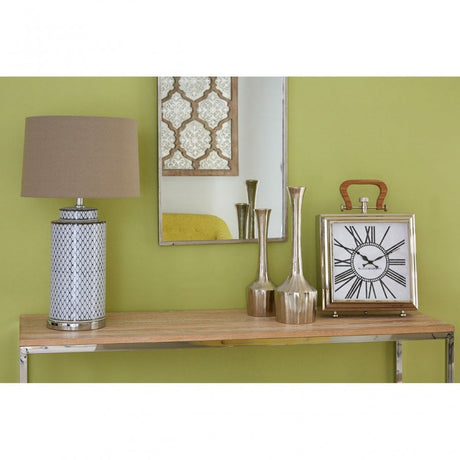 Townhouse Console Table, Oak Wood, Stainless Steel, Natural