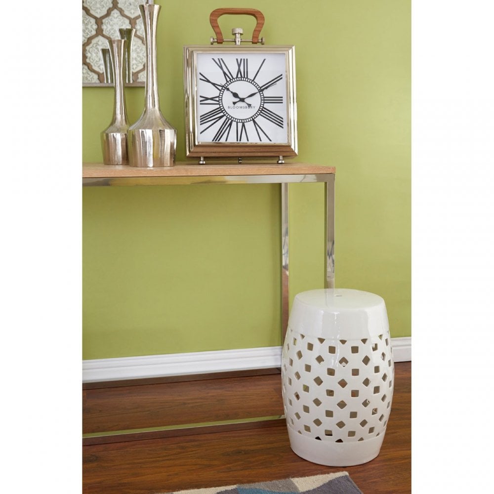 Townhouse Console Table, Oak Wood, Stainless Steel, Natural