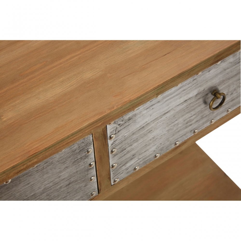Shoreditch Console Table, Aluminium, Fir Wood, Natural