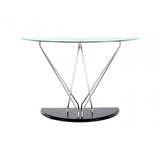 Halo Half Moon Console Table, Chromed Glass, Black