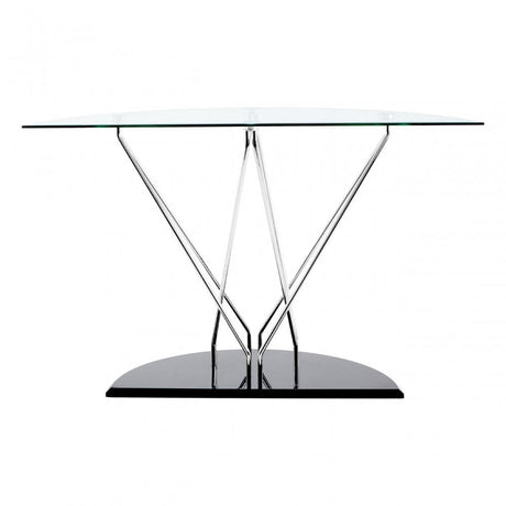 Halo Half Moon Console Table, Chromed Glass, Black