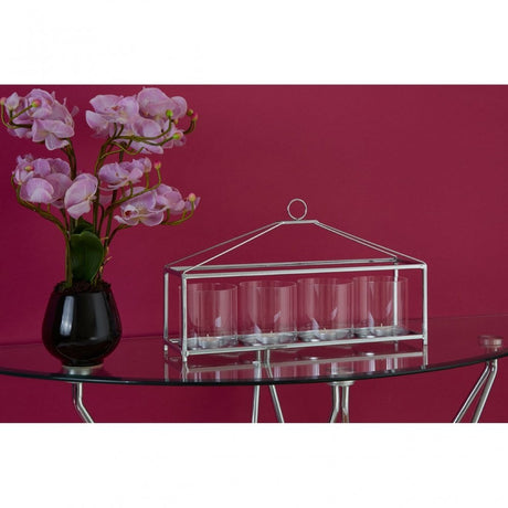 Halo Half Moon Console Table, Chromed Glass, Black