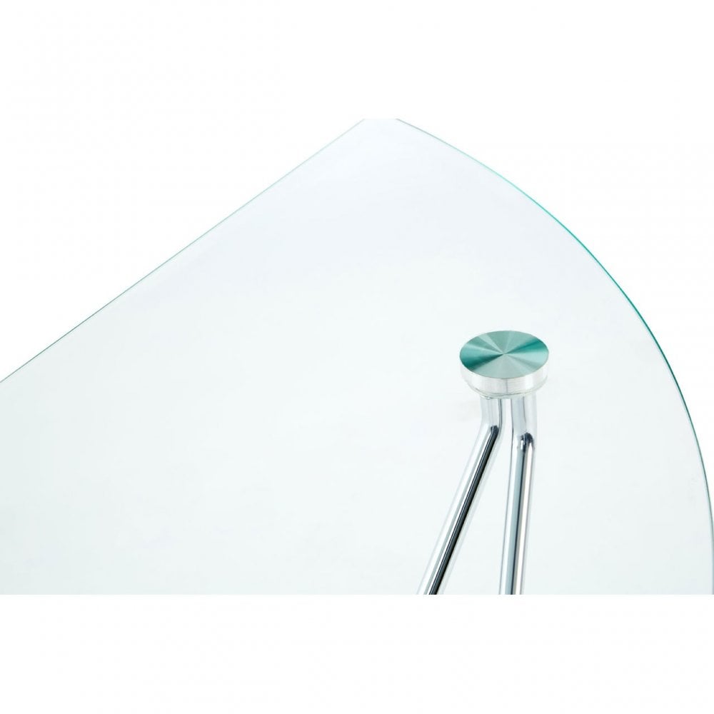 Halo Half Moon Console Table, Chromed Glass, Black