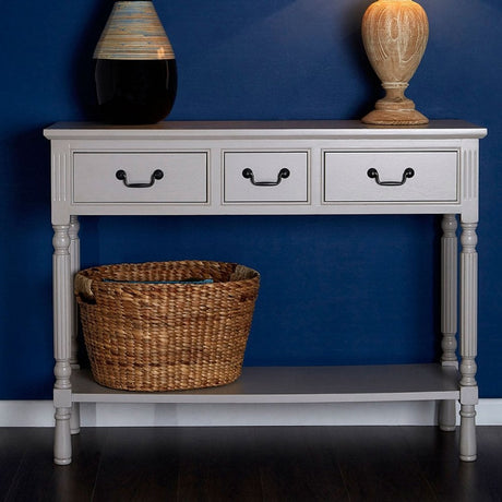 Legacy 3 Drawer Console Table, Wood, Grey
