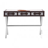 Brown / White Genuine Cowhide Console Table, Cowhide, Stainless Steel, Brown