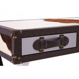 Brown / White Genuine Cowhide Console Table, Cowhide, Stainless Steel, Brown
