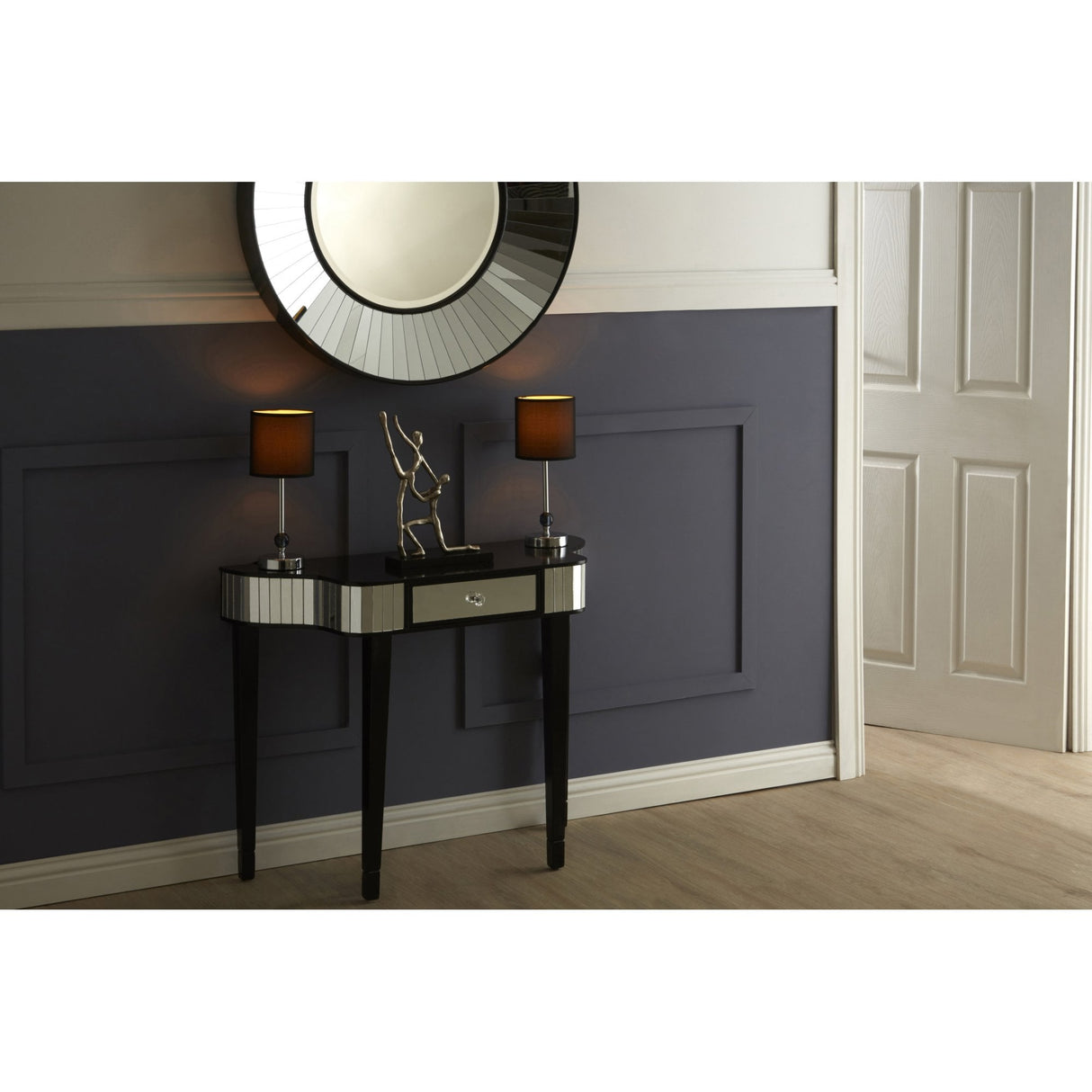 Clavier Console Table, Glass, Wood, Black