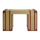 Columbus Leather Trim Canvas Desk, Canvas, Mango Wood, Gold