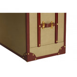Columbus Leather Trim Canvas Desk, Canvas, Mango Wood, Gold