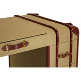 Columbus Leather Trim Canvas Desk, Canvas, Mango Wood, Gold