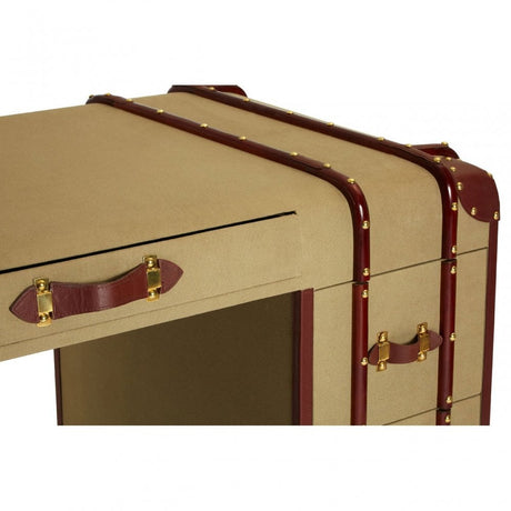 Columbus Leather Trim Canvas Desk, Canvas, Mango Wood, Gold
