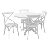 Zloop 5Pc Dining Set, Wood, Rubberwood, White