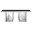 Elisa Silver Finish Dining Table, Stainless Steel, Glass, Silver