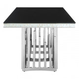 Elisa Silver Finish Dining Table, Stainless Steel, Glass, Silver