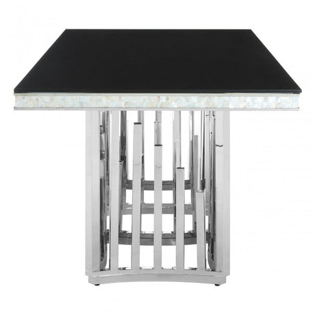 Elisa Silver Finish Dining Table, Stainless Steel, Glass, Silver