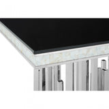 Elisa Silver Finish Dining Table, Stainless Steel, Glass, Silver