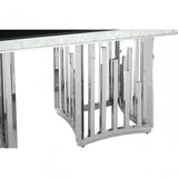 Elisa Silver Finish Dining Table, Stainless Steel, Glass, Silver