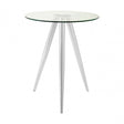 Barton Round Bar Table, Tempered Glass, Silver