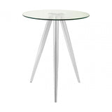 Barton Round Bar Table, Tempered Glass, Silver