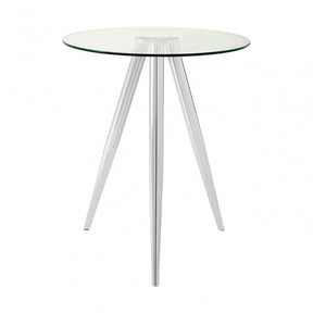 Barton Round Bar Table, Tempered Glass, Silver
