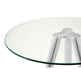 Barton Round Bar Table, Tempered Glass, Silver
