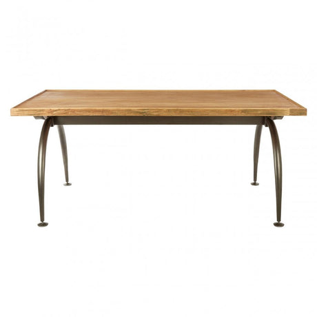 Ranch Foundry Style Dining Table with Elm Wood Top, Elm Wood, Iron, Natural