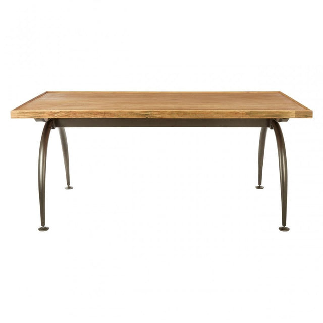 Ranch Foundry Style Dining Table with Elm Wood Top, Elm Wood, Iron, Natural