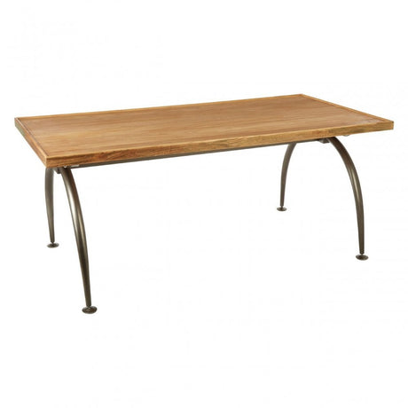 Ranch Foundry Style Dining Table with Elm Wood Top, Elm Wood, Iron, Natural