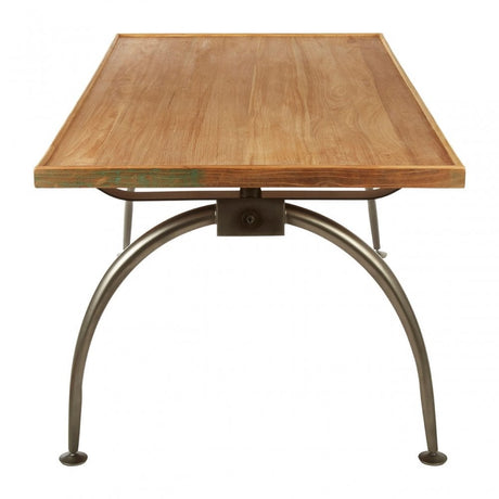 Ranch Foundry Style Dining Table with Elm Wood Top, Elm Wood, Iron, Natural