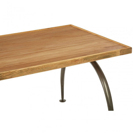 Ranch Foundry Style Dining Table with Elm Wood Top, Elm Wood, Iron, Natural