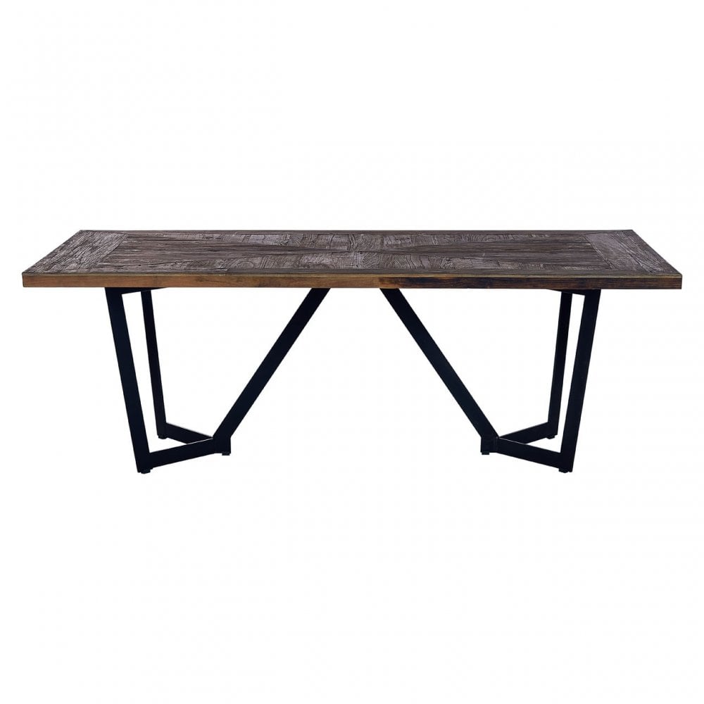 Midas Dining Table, Elm Wood, Iron, Brown
