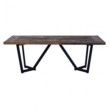 Midas Dining Table, Elm Wood, Iron, Brown