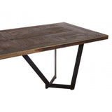 Midas Dining Table, Elm Wood, Iron, Brown