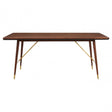 Kenso Walnut Wood / Brass Finish Dining Table, Brass, Walnut Wood, Brown