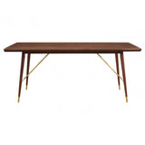 Kenso Walnut Wood / Brass Finish Dining Table, Brass, Walnut Wood, Brown