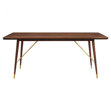 Kenso Walnut Wood / Brass Finish Dining Table, Brass, Walnut Wood, Brown