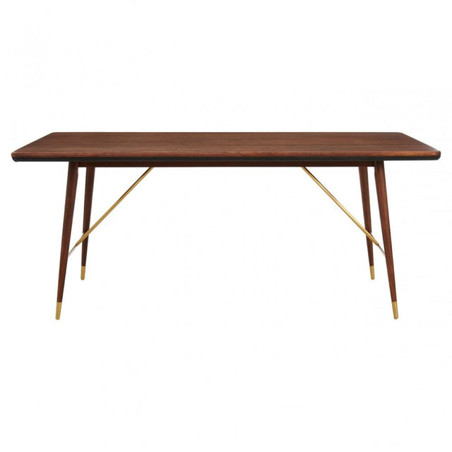 Kenso Walnut Wood / Brass Finish Dining Table, Brass, Walnut Wood, Brown